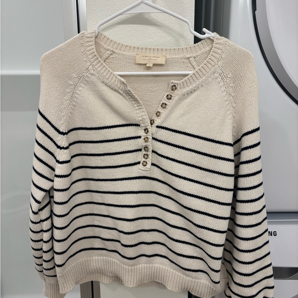 Sezane Leotine Jumper in Ecru/Navy Size Small